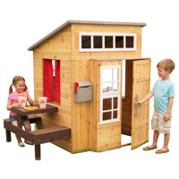 KidKraft Modern Outdoor Wooden Playhouse with Picnic Table, Mailbox and Outdoor Grill