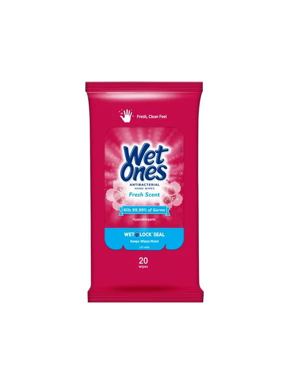Wet Ones Antibacterial Hand Wipes Travel Pack, Fresh Scent, 20 Ct