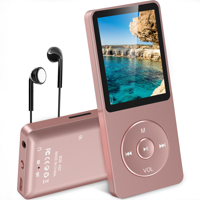 AGPTEK MP3 Player, 70 Hours Playback Lossless Sound Music Player, A02 8GB Rose Gold/Dark Blue/Black/Red