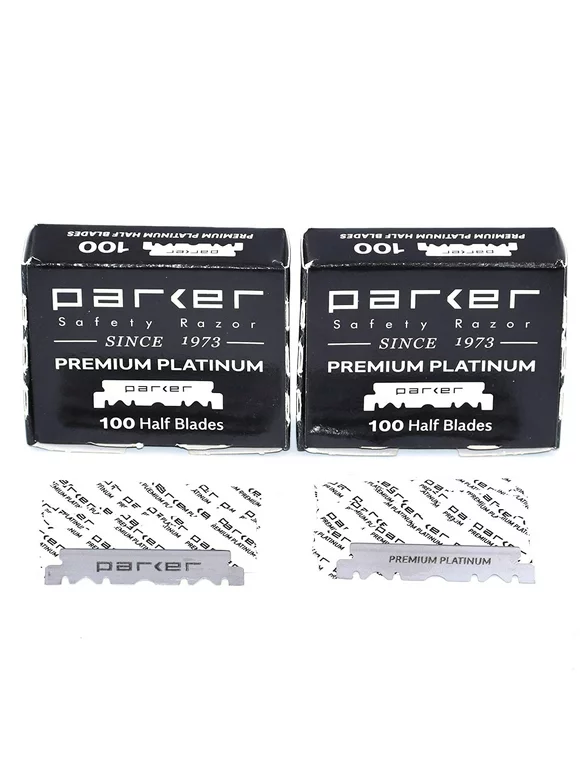 Parker Safety Razor Disposable Premium Platinum Coated Razor Blades (Pack of 2 Boxes With 100 Blades Each)