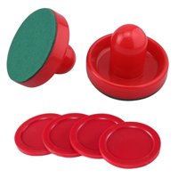 Light Weight Air Hockey Red Replacement Pucks & Slider Pusher Goalies for Game Tables, Accessories,Equipment (2 Striker, 4 Puck Pack)