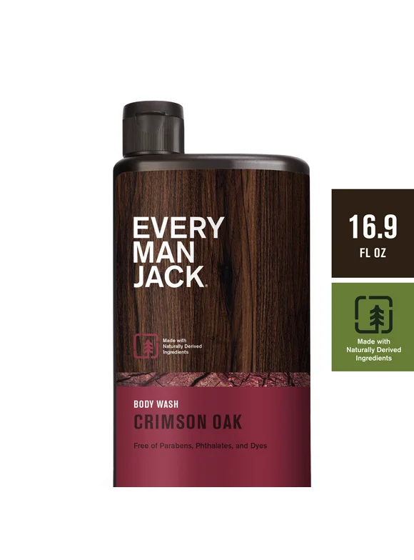 Every Man Jack Crimson Oak Hydrating Mens Body Wash for All Skin Types - 16.9oz