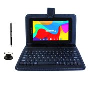 LINSAY 7" 2GB RAM 32GB Android 10 WiFi Tablet with keyboard Black Leather, Pop Holder and Pen Stylus
