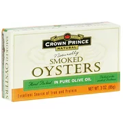 Crown Prince Naturally Smoked Oysters In Olive Oil, 3 oz (Pack of 18)