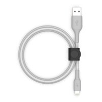 Belkin BOOSTCHARGE USB A Cable with Lightning Connector + Strap, Silver, 5 ft