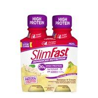 SlimFast Advanced Nutrition High Protein Ready to Drink Meal Replacement Shakes, Bananas & Cream, 11 fl. Oz., Pack of 4