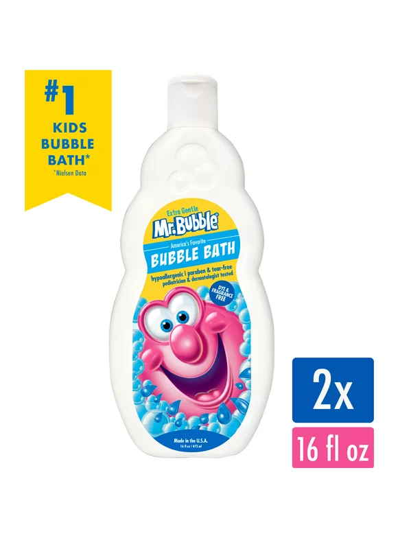 Mr. Bubble Extra Gentle Fragrance Free Bubble Bath, 16oz, 2 Pack