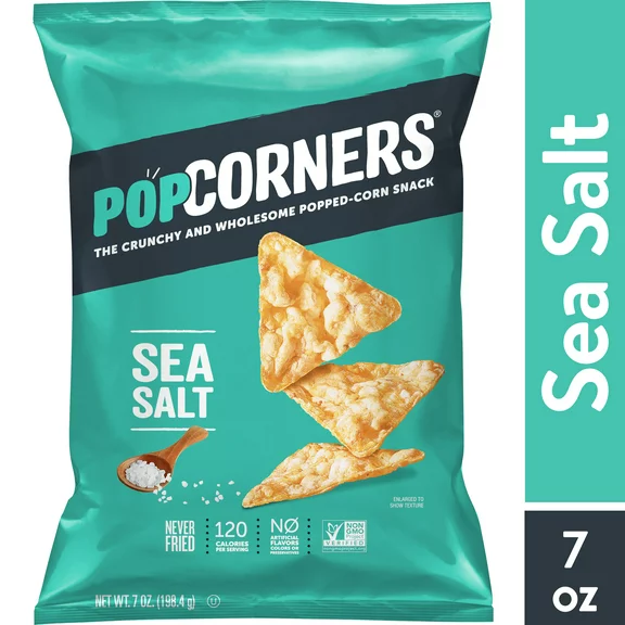 Popcorners Sea Salt Popped Corn Snacks, 7 oz Bag