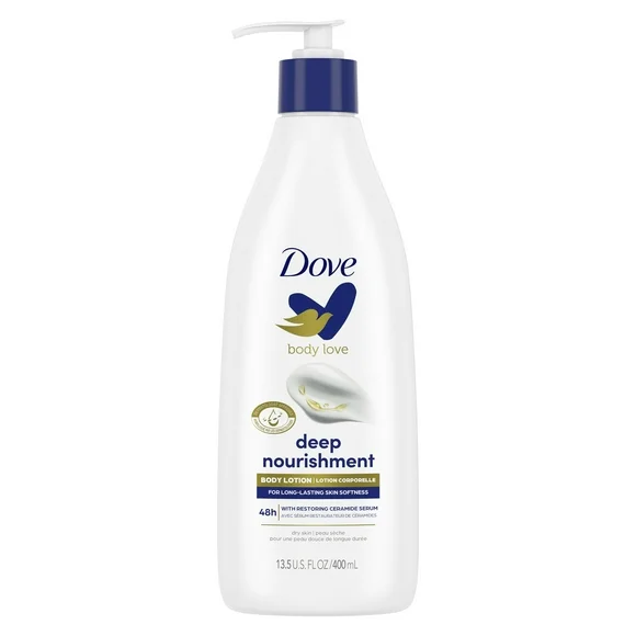 Dove Body Love Deep Nourishment Non Greasy Body Lotion Cream for Dry Skin, 13.5 fl oz