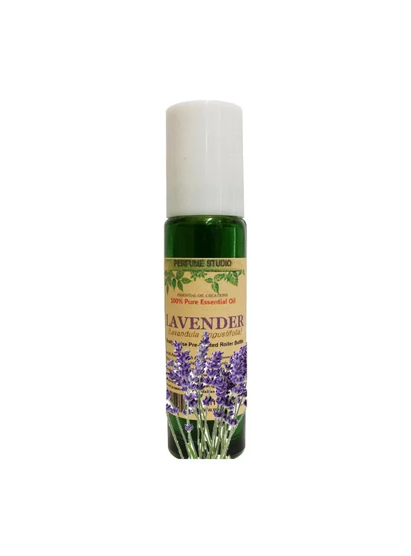 Lavender Essential Oil Roll On. Ready to Use - Prediluted with Fractionated Coconut Oil in a 11 ML Green Glass Roller Bottle