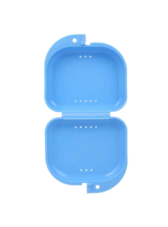 Denture Box Denture Case False Cleaning Box Denture Bath Container Retainer Denture Holder Blue