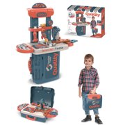 AOPOY Kids Pretend Play Toy Tool Set for Boys, Gift Workbench Construction Workshop Toolbox Tools for Boys Girls, 34 Pcs