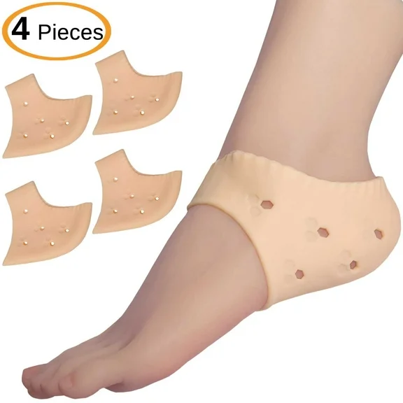 Chiroplax Heel Cushions Pads Cups Plantar Fasciitis Inserts Protectors Dry Cracked Heel Pain Relief Gout Bone Spurs Achilles, 4 Pieces