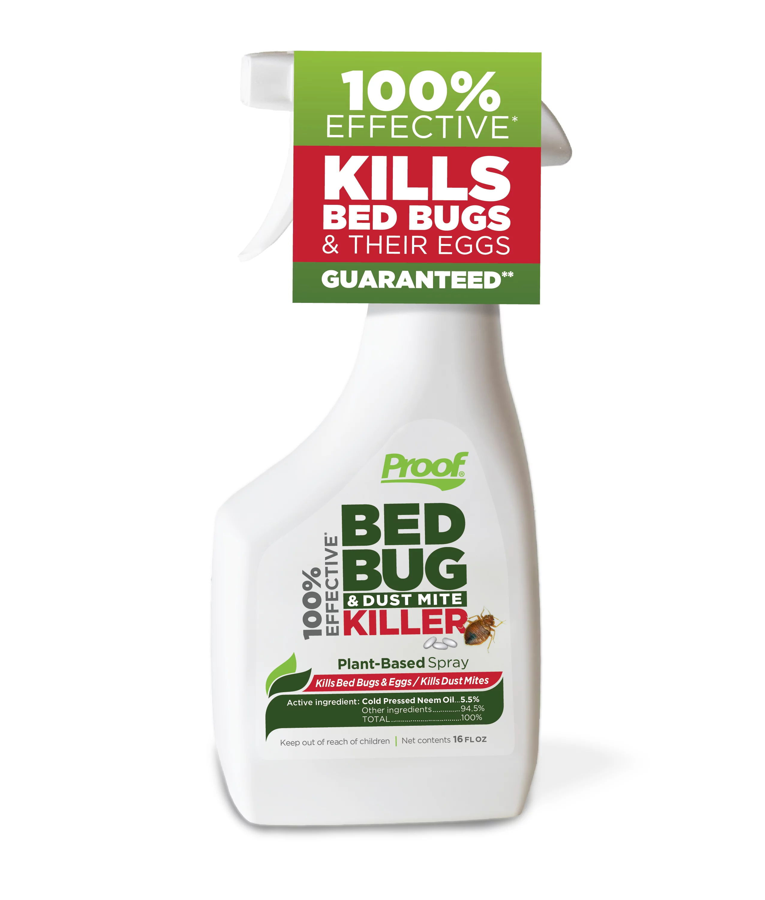 Proof, 100% Effective, Bed Bug & Dust Mite Killer Spray, 16 oz