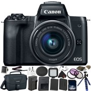 Canon EOS M50 Mirrorless Digital Camera with 15-45mm Lens Bundle with 32GB Memory Card + Tripod + Spare Battery + LED Light + More - Intl Model