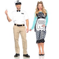 Seeing Red Milk Man and 40s Mom Couples Costumes for Adults, Standard Size, His and Hers Honeymoon Throwback Look