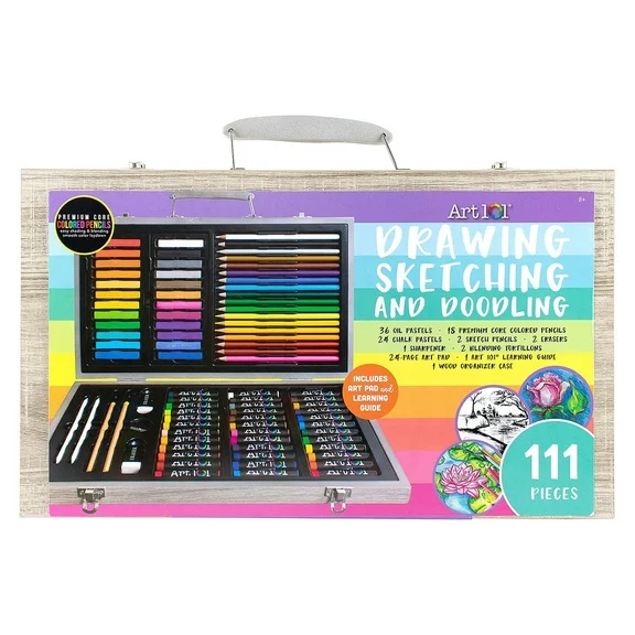 Art 101 Draw, Sketch, and Doodle Multifunctional Art Set with 111 Pieces for Children to Adults