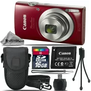 Canon PowerShot ELPH 180 Digital Camera (Red) 1096C001 8X Optical Zoom -16GB Kit