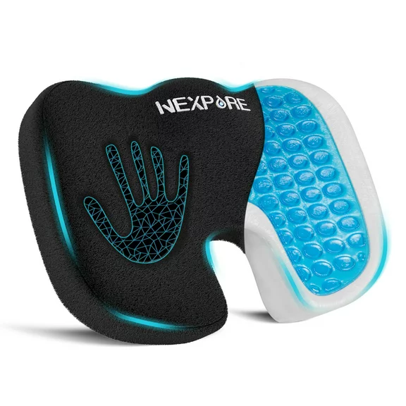 NEXPURE Memory Foam Seat Cushion Cooling Gel Butt Pillow for Tailbone Pain Relief - Chair Cushion,Car Seat Cushion,Butt Pillow