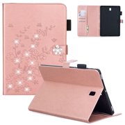 Galaxy Tab S4 10.5" Case, Samsung Galaxy Tab S4 10.5" SM-T830 SM-T835 SM-T837 2018 Release Cover, Allytech 3D Plum Blossom Series PU Leather Multi-Card Slots Wallet Case with Kickstand, Rosegold