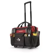 husky gp-43196n13 18" 600-denier red water resistant contractor's rolling tool tote bag with telescoping handle