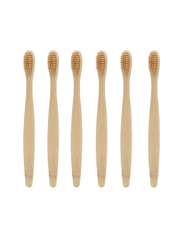 Bamboo toothbrushes 12PCS Natural Toothbrush Bamboo Teeth Brush for Deeply Oral Cavity Cleaning Set (Beige)