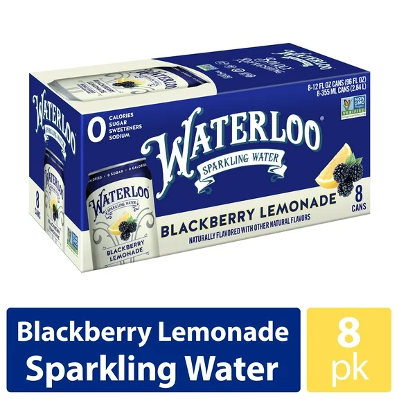 Waterloo Sparkling Water, Blackberry Lemonade, 12 fl oz, 8 Pack Cans