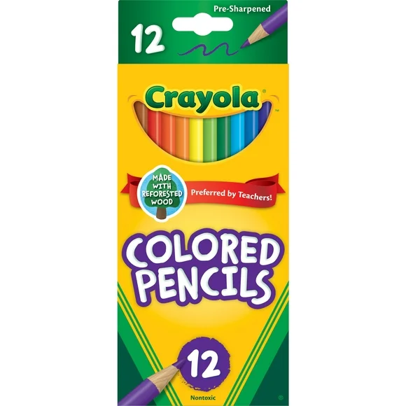 Crayola Colored Pencils, Assorted Colors, Pre-sharpened, Adult Coloring, 12 Count