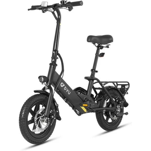 DYU Electric Bike, 350W Folding Electric Bicycles, 36V 7.5Ah, 14" Foldable ebike for Adults and Teens with Pedals, City