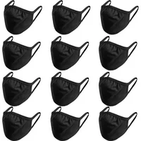 12Pcs Set Unisex 100% Cotton Face Mask Cloth Face Mask Reuseable Washable in Black Made in USA Masks
