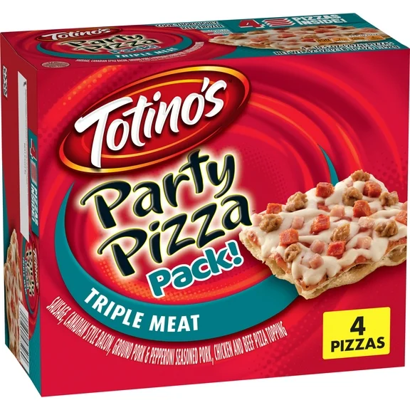 Totino's Party Pizza Pack, Triple Meat, Frozen Snacks, 4 ct