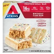 Atkins Birthday Cake Bar, 1.69 oz, 5-pack (Meal Bar)