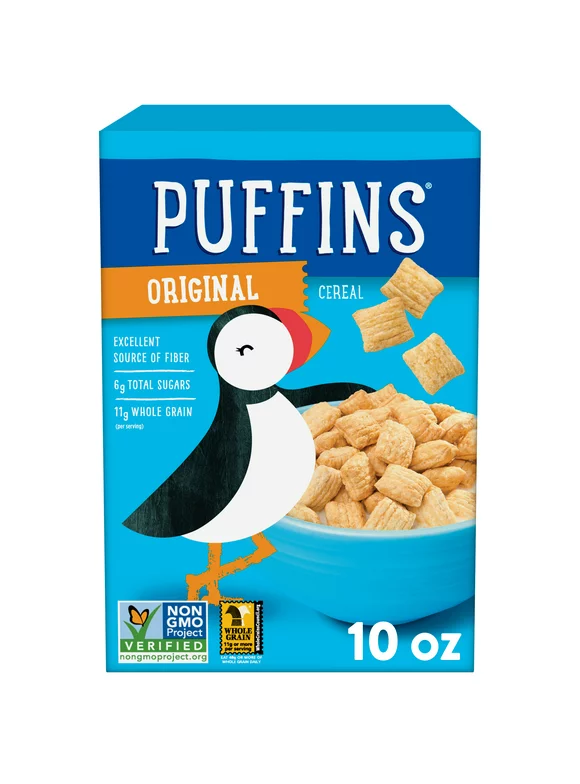 Puffins Cereal, Puffed Kids Cereal, Original Flavor, 10 oz Box