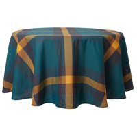 Mainstays Oversized Plaid Tablecloth, 52"W x 70"L, Teal, Available in Multiple Sizes and Colors
