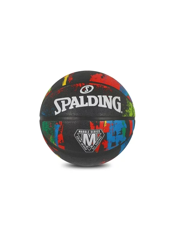 Spalding Marble Rubber Basketball (Black), Size: 7