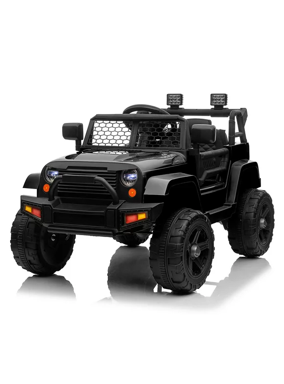 LEADZM ASTM-Certified 12V Dual Drive Jeep with 2.4G Remote Control - Safe, Durable, and Fun Ride-On for Kids Black