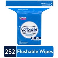 Cottonelle Flushable Wet Wipes, 1 Refill Pack, 252 Hypoallergenic Wipes, Alcohol-Free