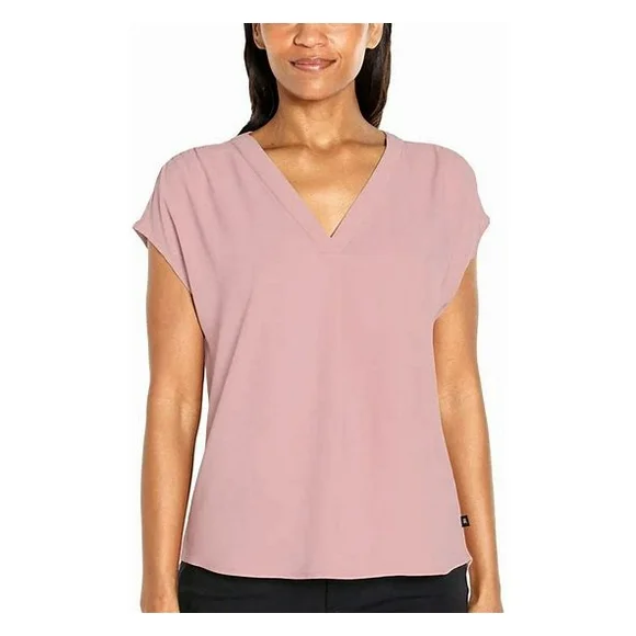 Banana Republic Women's Short Sleeve V-Neck Blouse (Pink, XL)