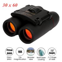 30x60 Day Low Light Night Visible Binoculars Mini Pocket Binoculars Foldable Waterproof Small Telescope with Carry Bag for Kids Adults Travel Birthday Christmas Gift