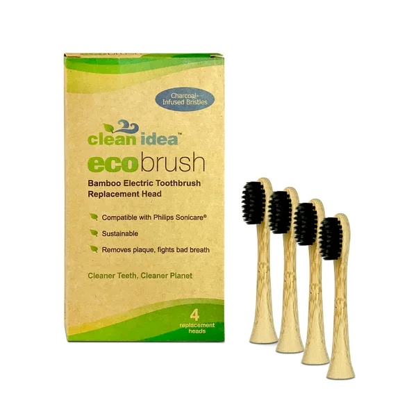 Clean Idea Bamboo Power T-Brush heads-charcoal bristles