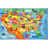 KC CUBS Playtime Collection USA United States Geography Map Educational Learning Area Rug Carpet for Kids and Children Bedrooms and Playroom (3'3" x 4'7")