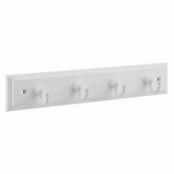 9 in. White Key Hook On White Rail Ideal for use in entryways bedro, Each