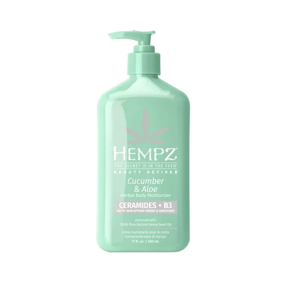 Hempz Lotion Cucumber & Aloe Daily Body Moisturizer for Dry Skin, 17 fl oz
