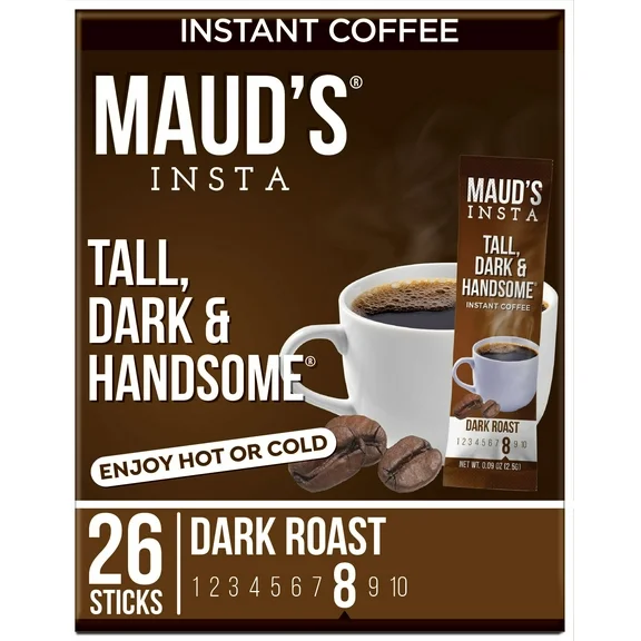 Maud's Dark Roast Instant Coffee, Tall Dark & Handsome, 26ct.