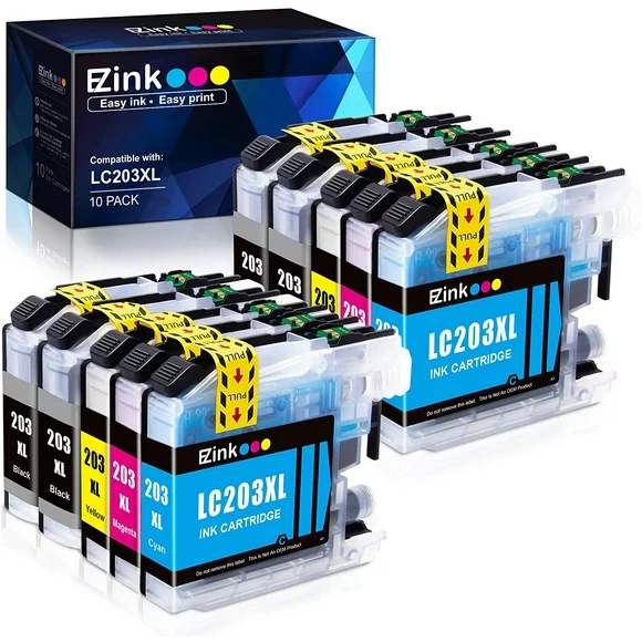 E-Z Ink LC203XL Ink Cartridge Replacement for Brother LC203XL LC201XL LC203 LC201 Compatible with MFC-J480DW MFC-J880DW MFC-J4420DW MFC-J680DW MFC-J885DW (10 Black)