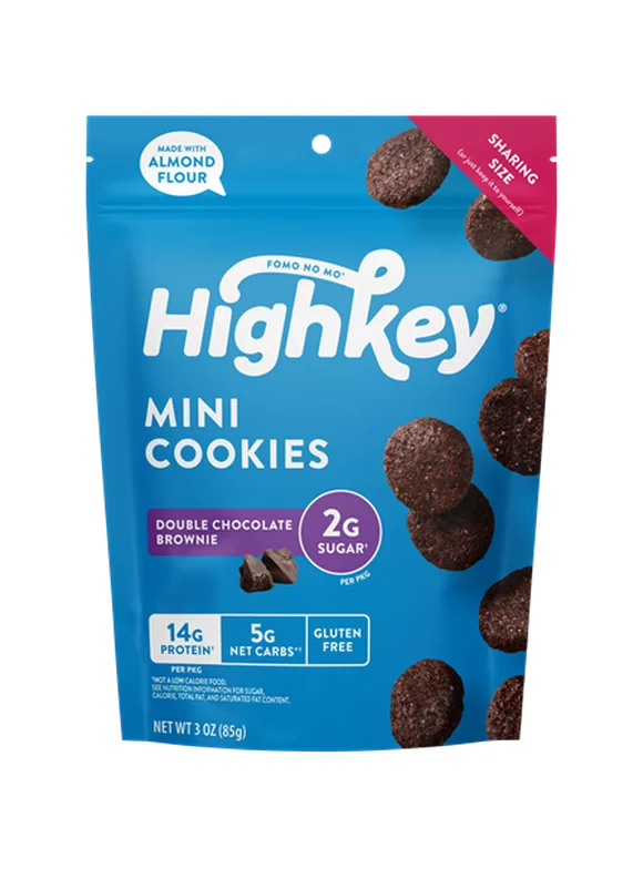 HighKey Sugar Free Cookie, Low Carb Keto Snack, Gluten-Free, Chocolate Brownie, 3oz