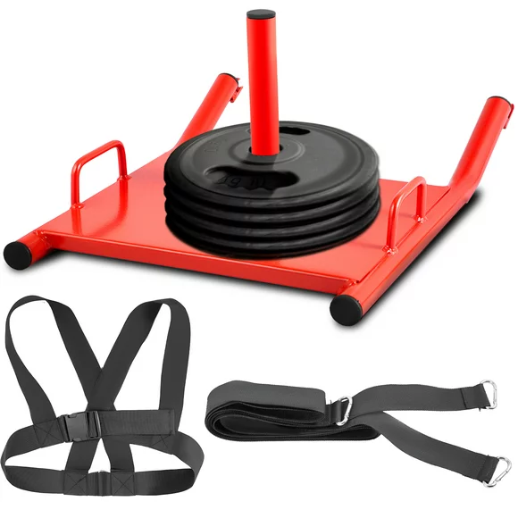 VEVOR Fitness Sled, Weight Sled Push Pull Heavy High Training Sled Drag Fitness HD Power Speed Training Sled for Athletic Exercise and Fitness Strength Training (Red)