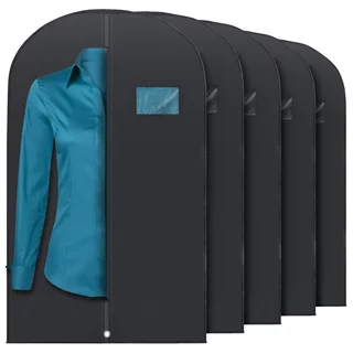 Plixio 40” Garment Bag - Garment Bag for Hanging Clothes - Garment Bag for Travel - Suit Bag for Travel & Clothing Storage of Dresses - Hanging Garment Bag (Black 5 Pack)