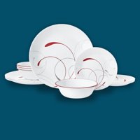 Corelle Splendor, White and Red, 12 Piece, Dinnerware Set