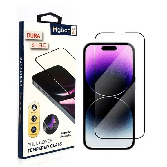 Mgbca Dura Shield Screen Protector For iPhone 15 Plus (6.7’) Breakless 3D Full Coverage Tempered Glass Film,( 5X Stronger ) Shatterproof Protection, Ultra HD, 9H  Hardness, Case Friendly ( Clear )